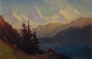 Sunset Over a Mountain Lake Albert Bierstadt
